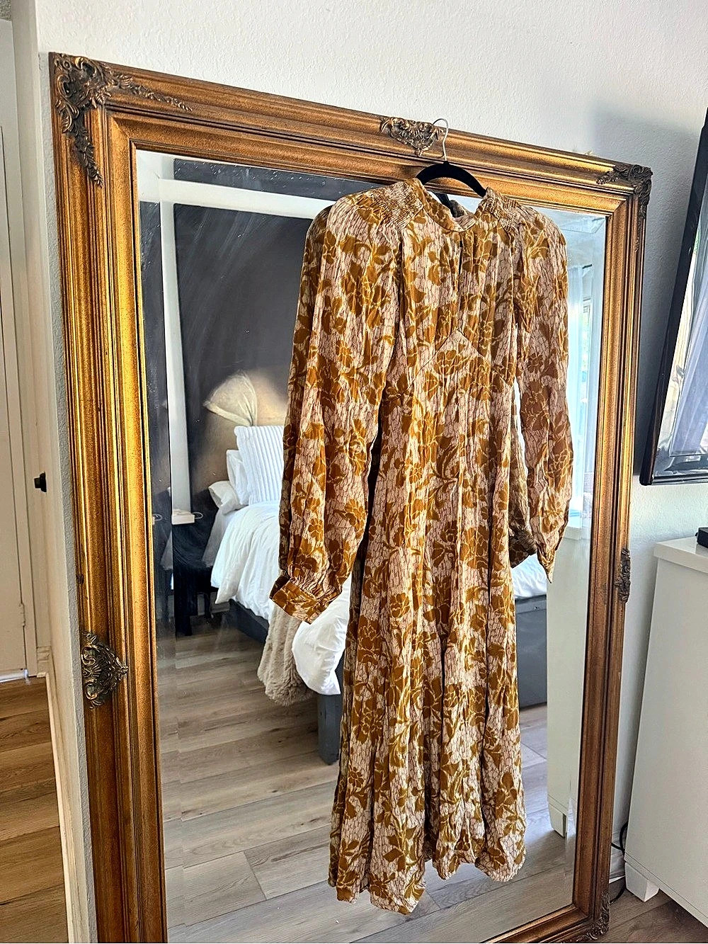 Zara Floral Maxi Dress in Brown & Pink Size XS Like New